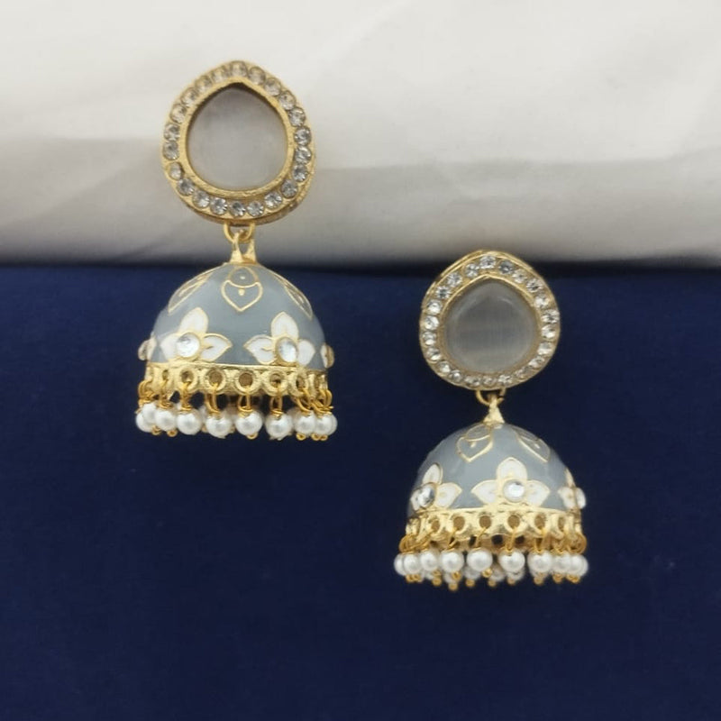 Marudhar Creations Kundan And Meenakari Jhumki Earrings