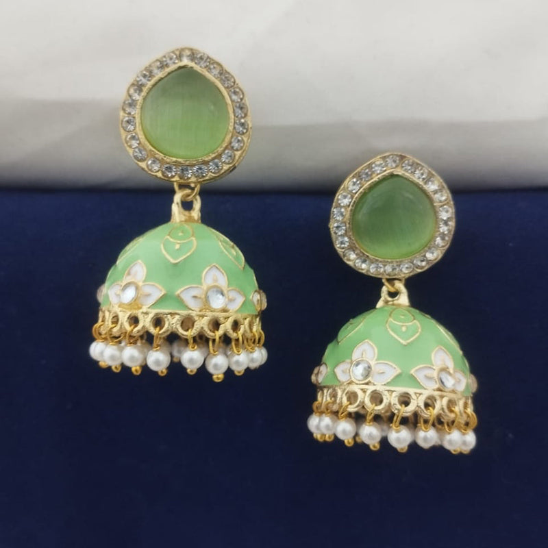 Marudhar Creations Kundan And Meenakari Jhumki Earrings