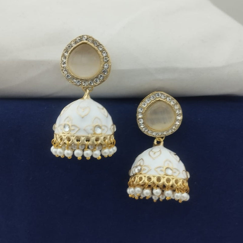 Marudhar Creations Kundan And Meenakari Jhumki Earrings