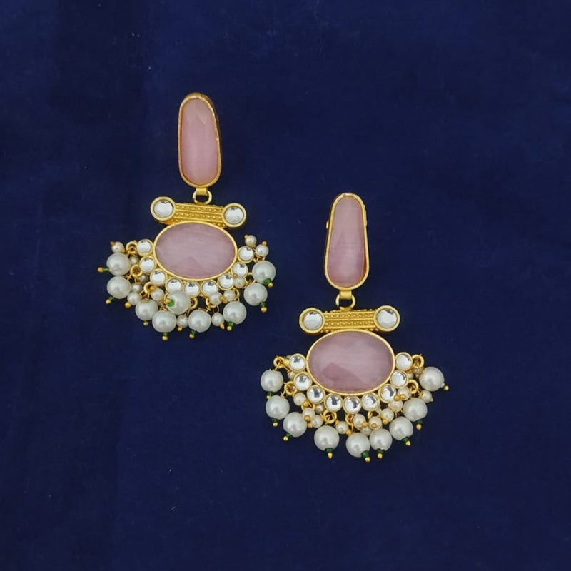 Marudhar Creations Gold Plated Matte Finish Dangler Earrings