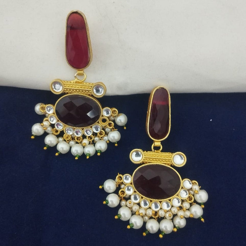 Marudhar Creations Gold Plated Matte Finish Dangler Earrings