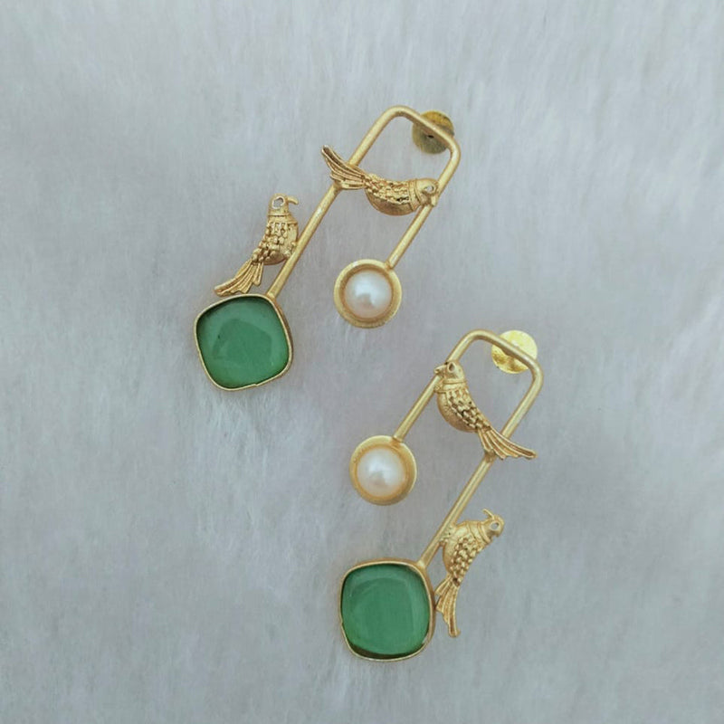 Marudhar Creations Gold Plated Matte Finish Dangler Earrings