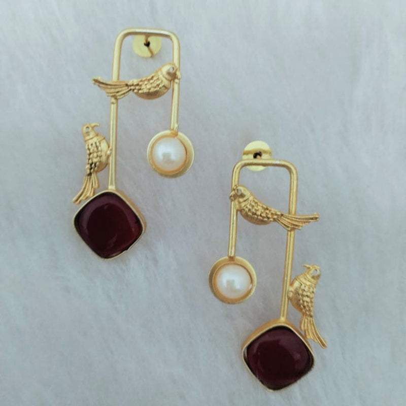 Marudhar Creations Gold Plated Matte Finish Dangler Earrings