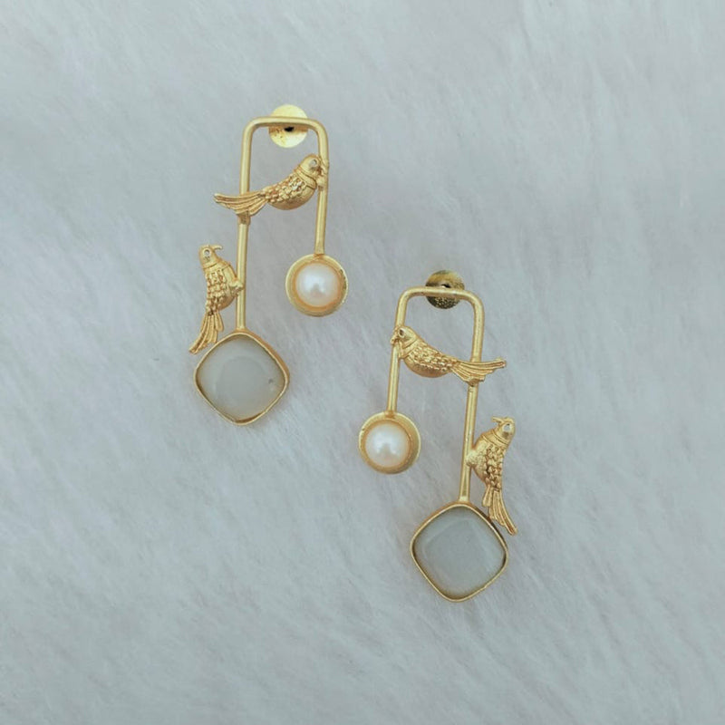 Marudhar Creations Gold Plated Matte Finish Dangler Earrings