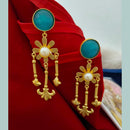 Marudhar Creations Gold Plated Matte Finish Dangler Earrings