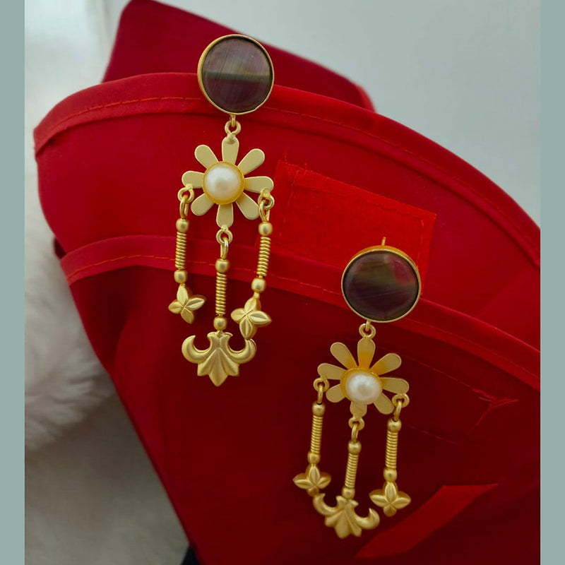 Marudhar Creations Gold Plated Matte Finish Dangler Earrings