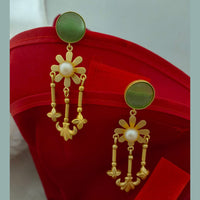 Marudhar Creations Gold Plated Matte Finish Dangler Earrings