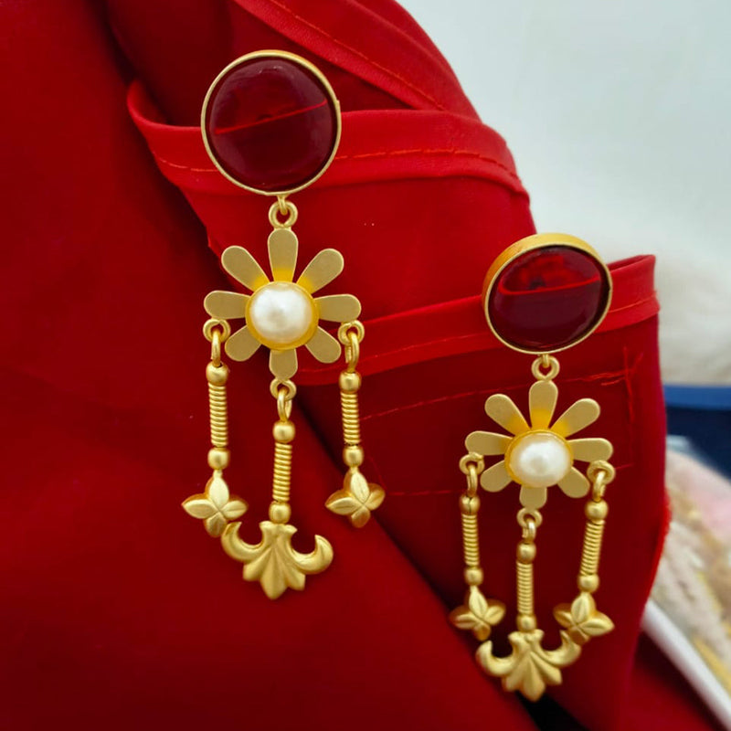 Marudhar Creations Gold Plated Matte Finish Dangler Earrings