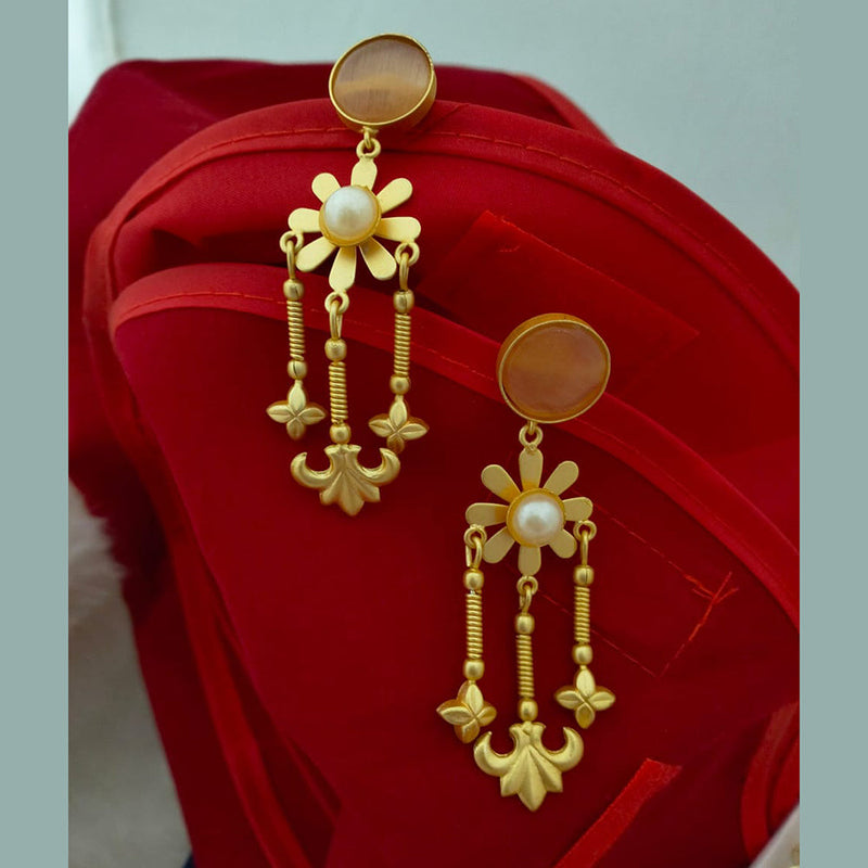 Marudhar Creations Gold Plated Matte Finish Dangler Earrings