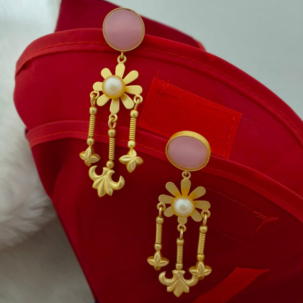 Marudhar Creations Gold Plated Matte Finish Dangler Earrings