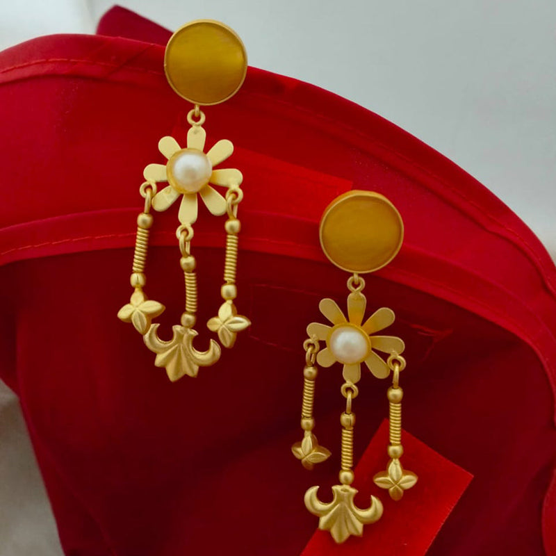 Marudhar Creations Gold Plated Matte Finish Dangler Earrings