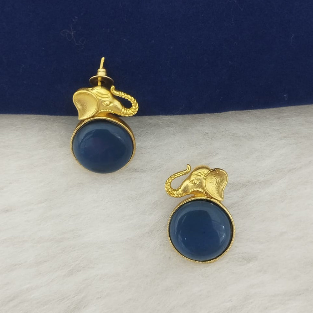 Marudhar Creations Gold Plated Matte Finish Stud Earrings