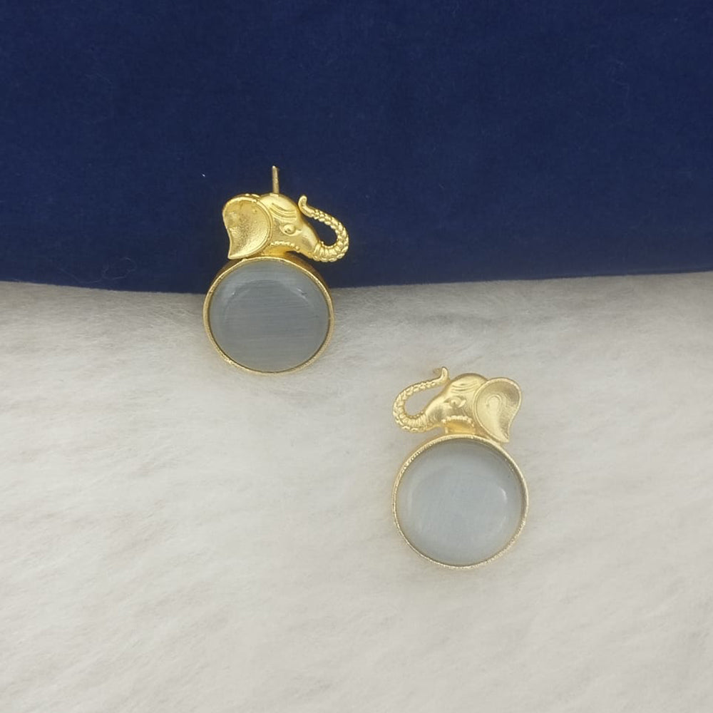 Marudhar Creations Gold Plated Matte Finish Stud Earrings