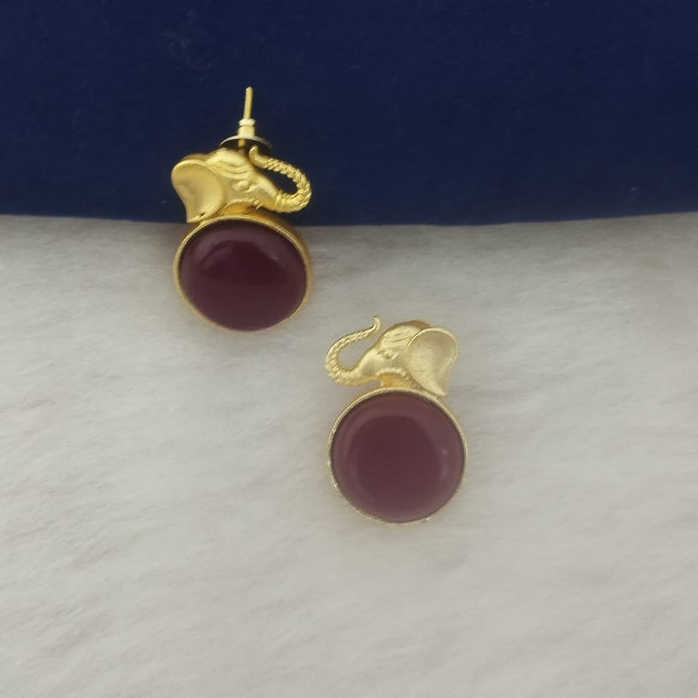 Marudhar Creations Gold Plated Matte Finish Stud Earrings