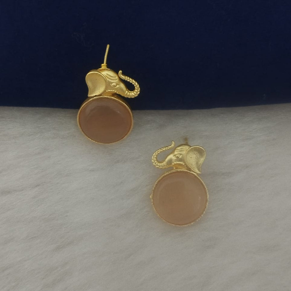 Marudhar Creations Gold Plated Matte Finish Stud Earrings