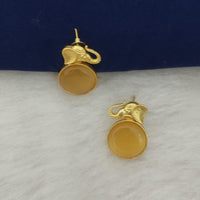 Marudhar Creations Gold Plated Matte Finish Stud Earrings