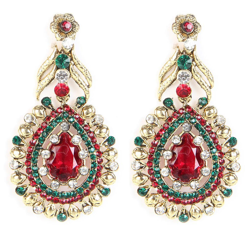 Kriaa Austrian Stone Gold Plated Dangler Earrings - 1300202