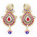 Kriaa Multi Colour Stone Gold Plated Dangler Earrings - 1300431