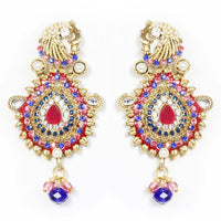 Kriaa Multi Colour Stone Gold Plated Dangler Earrings - 1300431
