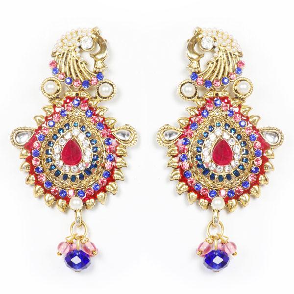 Kriaa Multi Colour Stone Gold Plated Dangler Earrings - 1300431