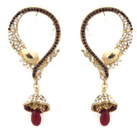 Kriaa Maroon Austrian Stone Crystal Drop Ear Cuff - 1300520