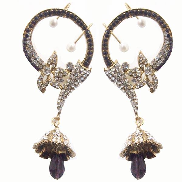 Kriaa Purple Austrian Stone Ear Cuff Earrings - 1300533