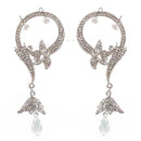 Kriaa Austrian Stone Rhodium Plated Ear Cuff Dangler Earrings - 1300539