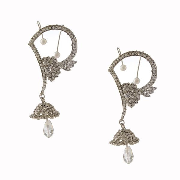 Kriaa Austrian Stone Rhodium Plated Dangler Earrings - 1300540