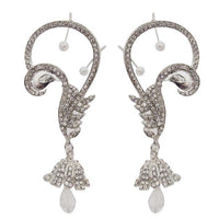 Kriaa Austrian Stone Crystal Drop Rhodium Plated Dangler Earrings - 1300541