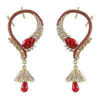 Kriaa Red Austrian Stone Ear Cuff Earrings - 1300542