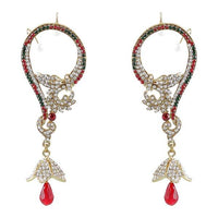 Kriaa Red Austrian Stone Ear Cuff Dangler Earrings - 1300543