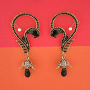 Kriaa Black Crystal Drop Ear Cuff Style Dangler Earrings - 1300544