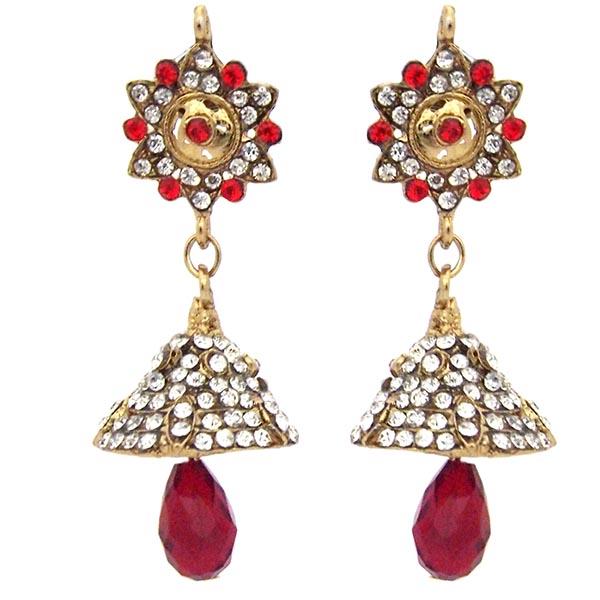 Kriaa Red Austrian Stone Drop Dangler Earrings - 1300727