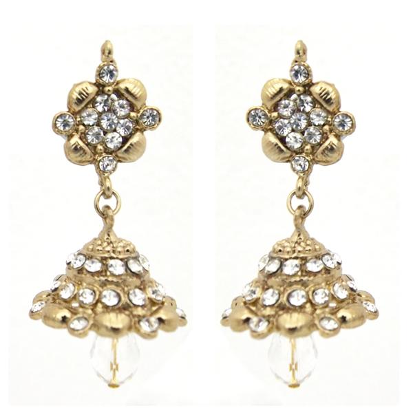 Kriaa Austrian Stone Crystal Drop Gold Plated Jhumki Earrings - 1300736