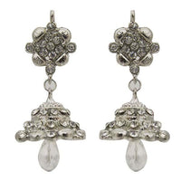 Kriaa Austrian Stone Crystal Drop Rhodium Plated Jhumki Earrings - 1300742