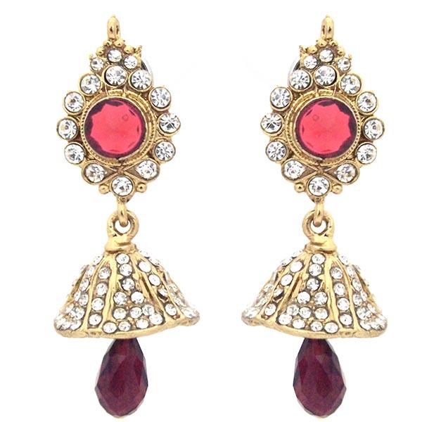 Kriaa Purple Austrian Stone Drop Dangler Earrings - 1300811