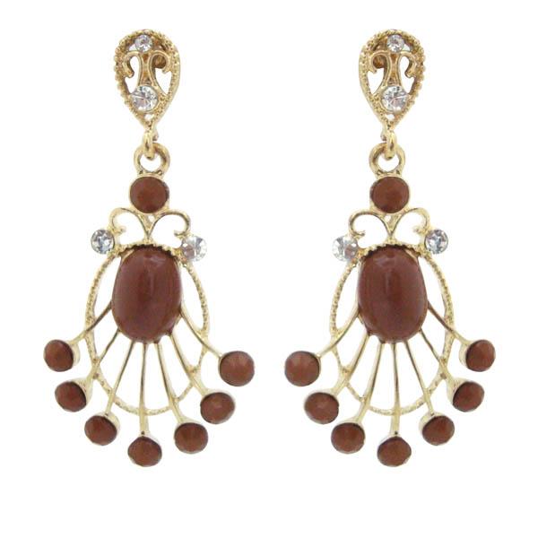 Kriaa Austrian Stone Beads Gold Plated Dangler Earrings - 1301129