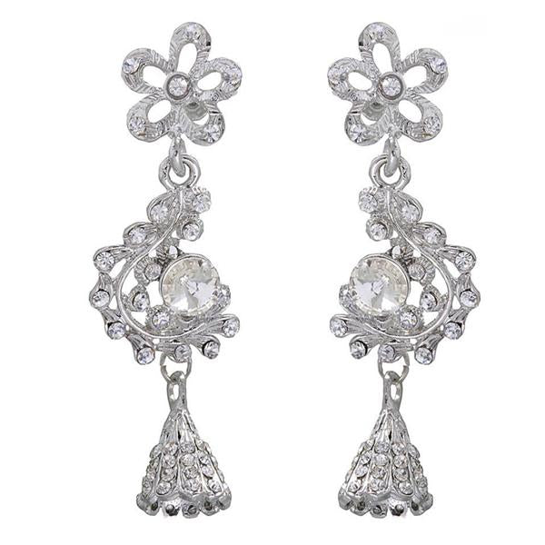 Tip Top Fashions Austrian Stone Silver Plated Dangler Earrings - 1301215