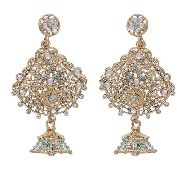 Kriaa Kundan Gold Plated Stone Dangler Earrings - 1301221