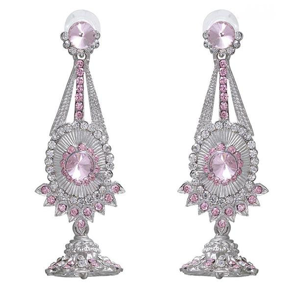 Kriaa Kundan Austrian Stone Silver Plated Dangler Earrings - 1301229