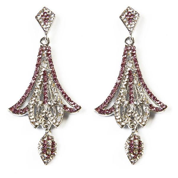 Tip Top Fashions Austrian Stone Silver Plated Dangler Earrings - 1301310