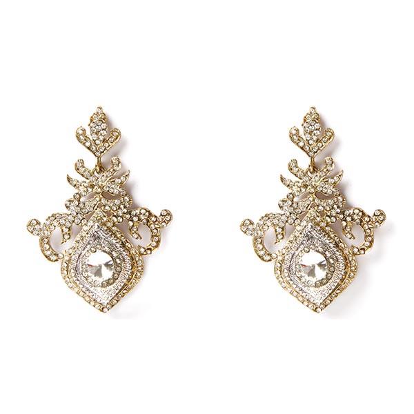 Kriaa Austrian Stone Gold Plated Dangler Earrings - 1301330