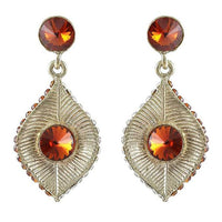 Kriaa Austrian Stone Antique Gold Plated Dangler Earrings - 1301417