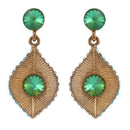 Kriaa Austrian Stone Antique Gold Plated Dangler Earrings - 1301420