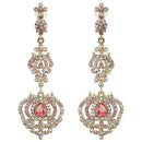 Kriaa Pink Austrian Stone Gold Plated Dangler Earrings - 1301429