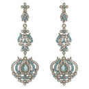 Kriaa Blue Austrian Stone Rhodium Plated Dangler Earrings - 1301431