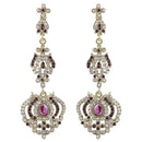 Kriaa Purple Austrian Stone Gold Plated Dangler Earrings - 1301432