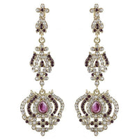 Kriaa Purple Austrian Stone Gold Plated Dangler Earrings - 1301432