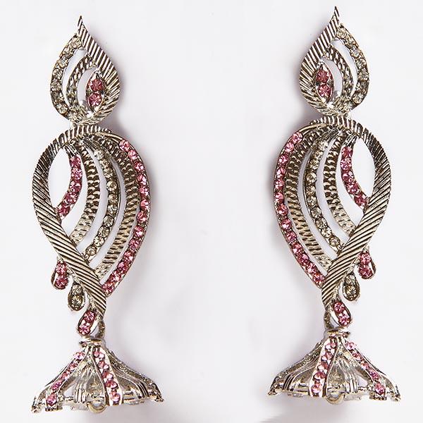 Soha Fashion Pink Austrian Stone Silver Plated  Dangler Earrings - 1301434