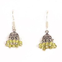 Kriaa Green Drops Black Oxidised Jhumkis - 1301601